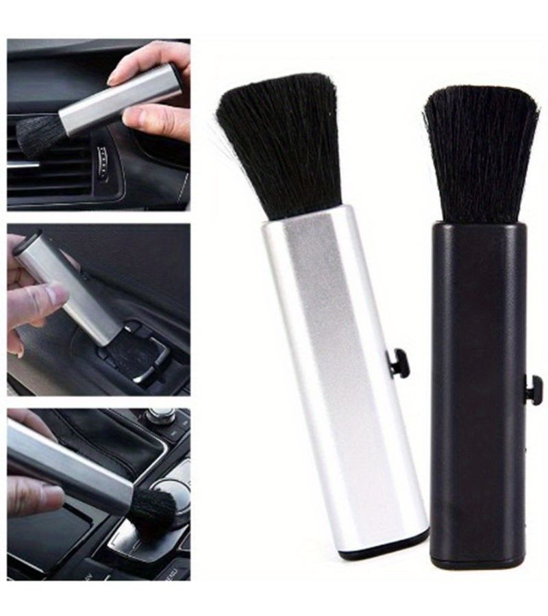 Silvery Car Retractable Cleaning Brush for Air Conditioner Computer Keyboard Plastic Handle - Image 5