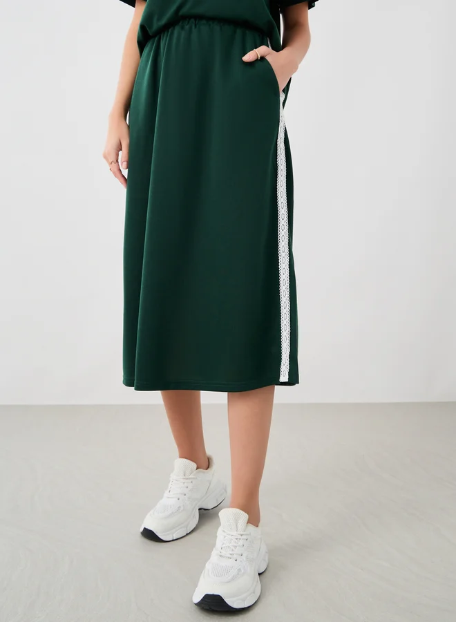 Take Two Take Two Side Stripe Short Sleeve Top and Midi Skirt Co-Ords
