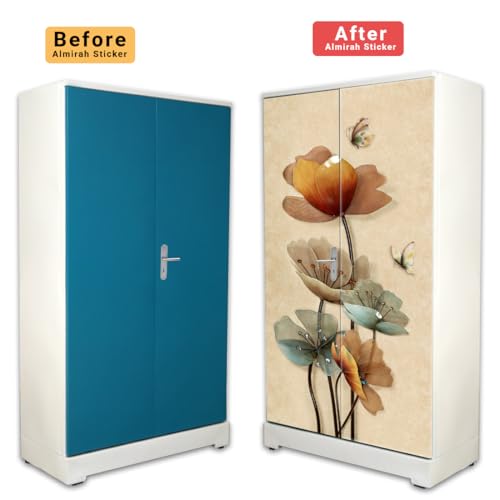 WallDaddy Almira Wallpaper for Home Decoration Large Size (213x99) Cm Wardrobe Stickers for Bedroom Old Butterfly On Flower Almira Self Adhesive Wardrobe Stickers | Almira Wallpaper Sticker - Image 3