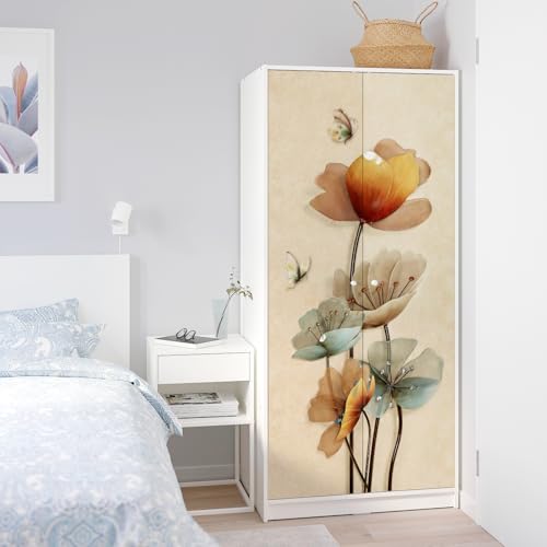 WallDaddy Almira Wallpaper for Home Decoration Large Size (213x99) Cm Wardrobe Stickers for Bedroom Old Butterfly On Flower Almira Self Adhesive Wardrobe Stickers | Almira Wallpaper Sticker - Image 4
