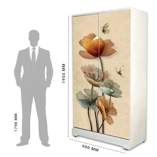 WallDaddy Almira Wallpaper for Home Decoration Large Size (213x99) Cm Wardrobe Stickers for Bedroom Old Butterfly On Flower Almira Self Adhesive Wardrobe Stickers | Almira Wallpaper Sticker - Image 5