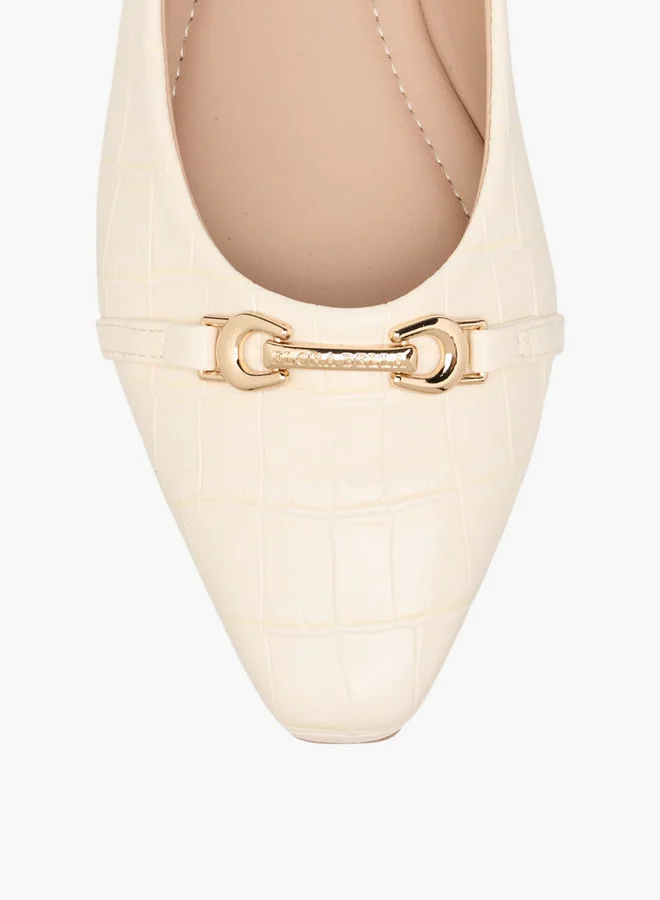 Flora Bella By Shoexpress Women Textured Slip-On Ballerina Shoes with Metal Accent