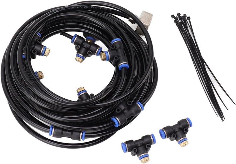 Patio Misting Cooling System Durable Brass Nozzle Set for Backyard Greenhouse 26ft Hose 9pcs Nozzles for Garden, Trampoline - Image 2