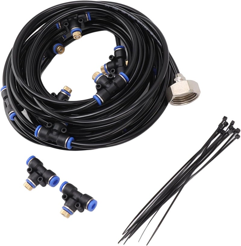 Patio Misting Cooling System Durable Brass Nozzle Set for Backyard Greenhouse 26ft Hose 9pcs Nozzles for Garden, Trampoline - Image 4