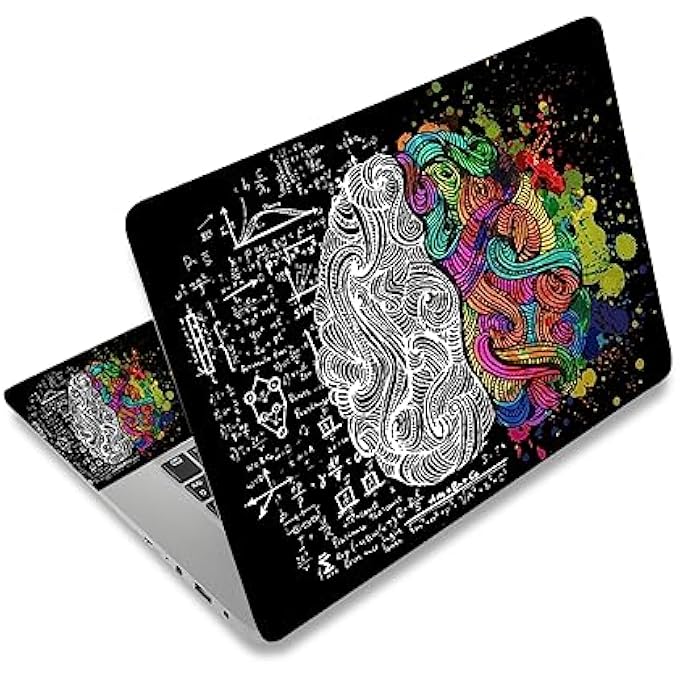 rayihni ملصق جلد لابتوب 12.1 13 13.3 14 15 15.4 15.6 بوصة، ملصق جلد لابتوب مخصص، ملصق جلد عالمي قابل لإعادة الاستخدام، واقي دفتر ملاحظات من الفينيل، ملصق جلد، دماغ يسار ويمين - Image 1