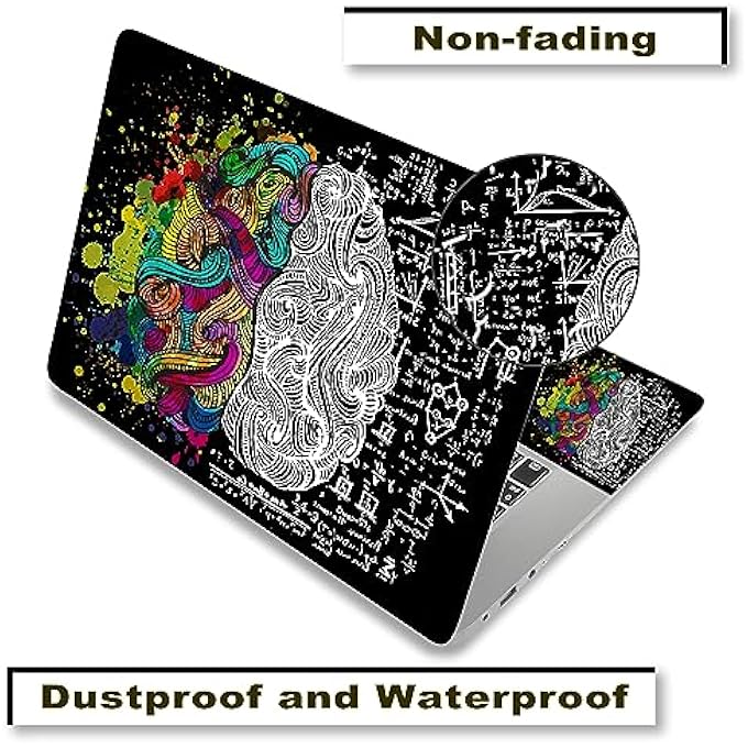 rayihni ملصق جلد لابتوب 12.1 13 13.3 14 15 15.4 15.6 بوصة، ملصق جلد لابتوب مخصص، ملصق جلد عالمي قابل لإعادة الاستخدام، واقي دفتر ملاحظات من الفينيل، ملصق جلد، دماغ يسار ويمين - Image 3