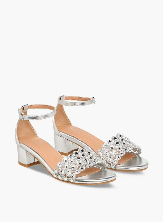 سيليست صنادل بكعب عريض بحزام للكاحل للبنات - تشكيلة رمضان