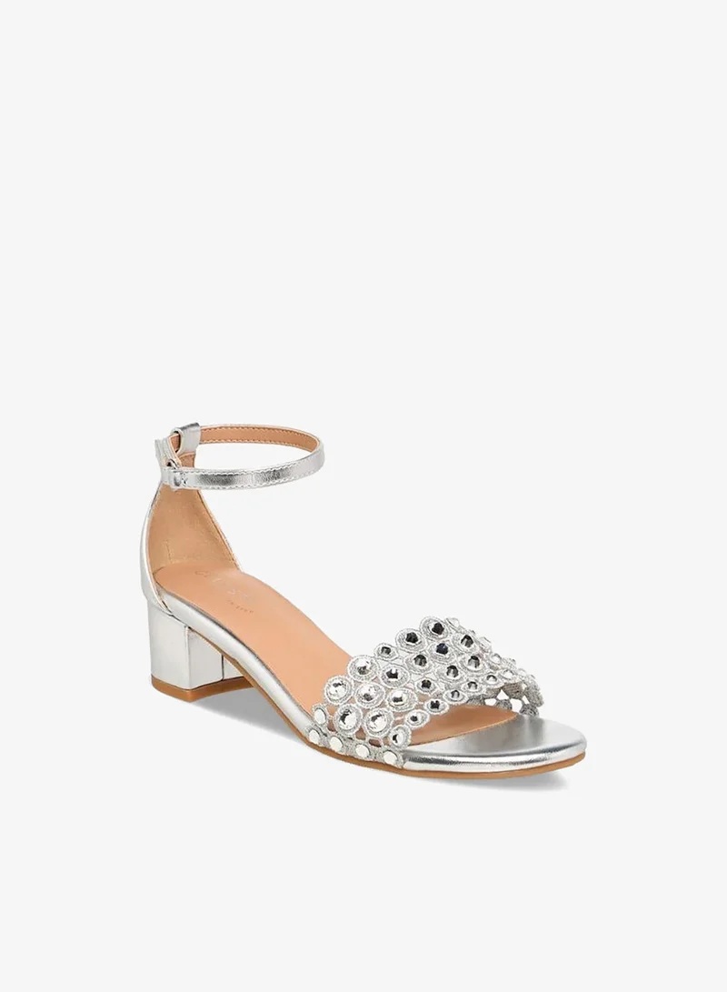 Celeste SILVER Girls Block Heel Ankle Strap Sandals Ramadan Collection for Women | Best Price UAE