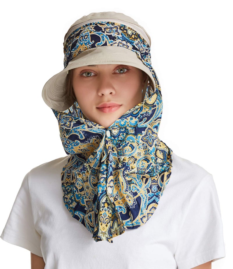 icolor Women Sun Hats UPF 50 Sun Protection Hat Summer Outdoor Neck Shield Flap Visor Hat Ponytail Hats Wide Brim Beach Hat Brown - Image 4