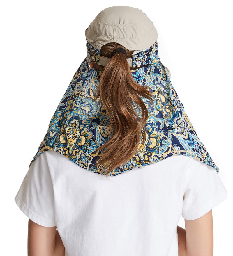 icolor Women Sun Hats UPF 50 Sun Protection Hat Summer Outdoor Neck Shield Flap Visor Hat Ponytail Hats Wide Brim Beach Hat Brown - Image 3