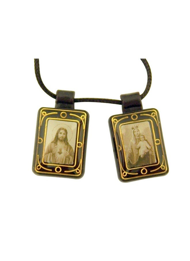 Religious Gifts - Religious Gifts Moulded Scapular with Sacred Heart and Our Lady Mt Carmel Panels, 14 Inch, Pack of 12 - Image 1