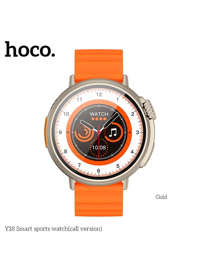 hoco. Y18 Smart Sports Watch (Call Version)(Orange/Gold) - Image 2