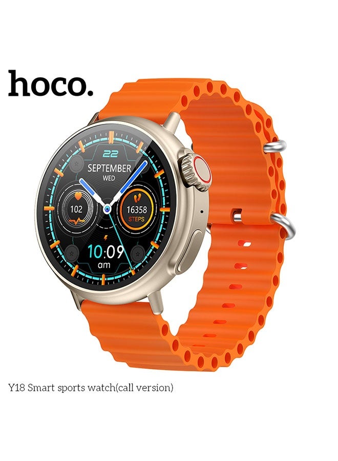 hoco. Y18 Smart Sports Watch (Call Version)(Orange/Gold) - Image 3