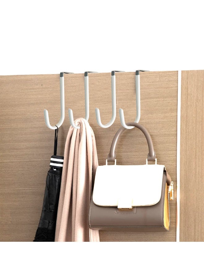 4 Pack Over The Door Hooks, Heavy Duty Organizer Hanging Hooks for Hanging Clothes, Towels, Hats, Coats, Bags - Image 2