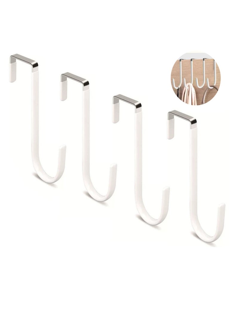 4 Pack Over The Door Hooks, Heavy Duty Organizer Hanging Hooks for Hanging Clothes, Towels, Hats, Coats, Bags - Image 1