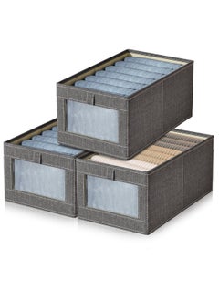 HomarKet 3 Pieces Foldable Closet Storage Organizer Washable Closet Storage Box with Carrying Handles Toy Organizer Box Cube Storage Bin for Clothes Wardrobe Home Bedroom Office  - Image 1