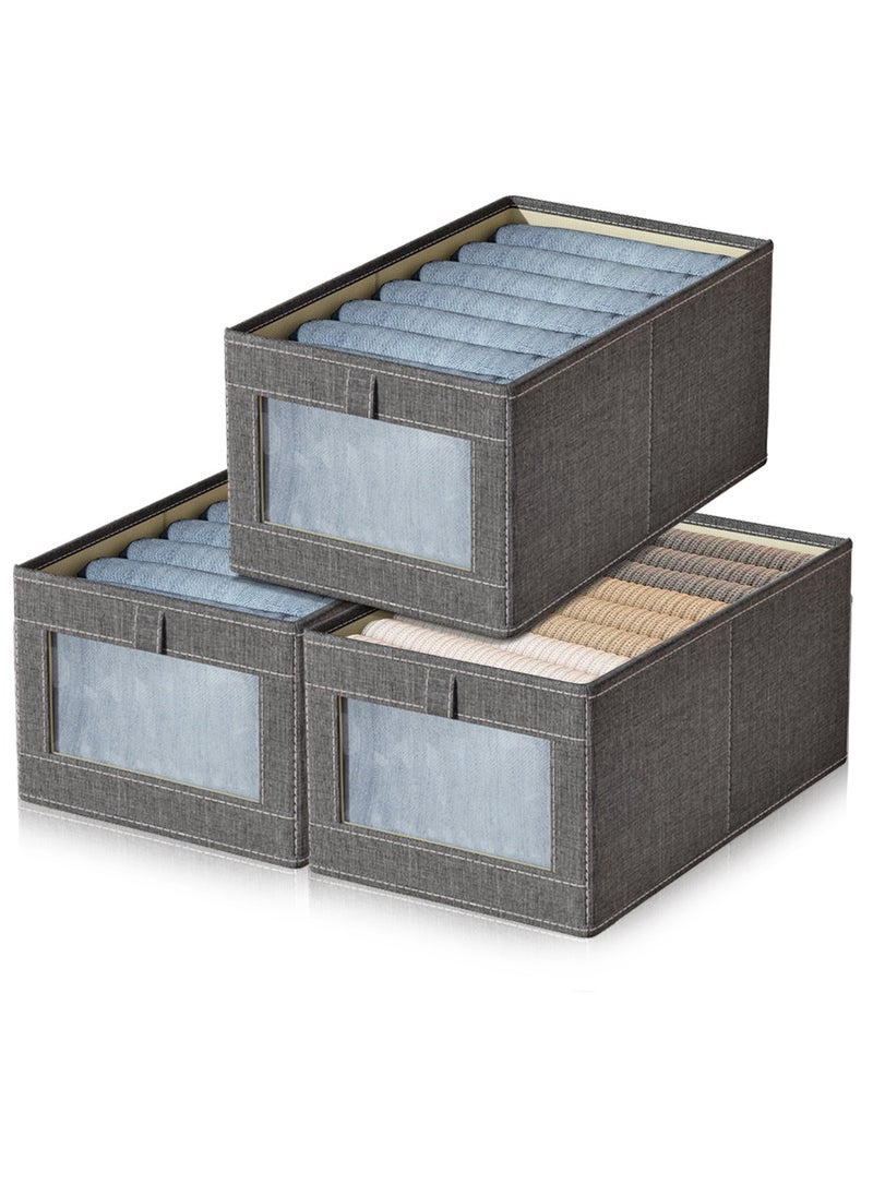 HomarKet 3 Pieces Foldable Closet Storage Organizer Washable Closet Storage Box with Carrying Handles Toy Organizer Box Cube Storage Bin for Clothes Wardrobe Home Bedroom Office  - Image 1