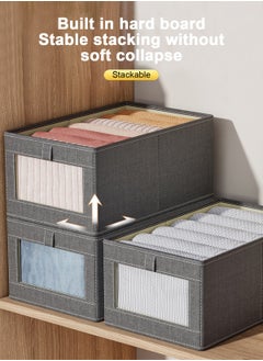 HomarKet 3 Pieces Foldable Closet Storage Organizer Washable Closet Storage Box with Carrying Handles Toy Organizer Box Cube Storage Bin for Clothes Wardrobe Home Bedroom Office  - Image 2