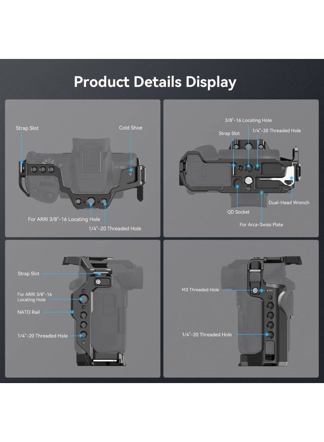 SmallRig R50 Cage for Canon R50 Camera, Aluminum Alloy with Quick Release Plate for Arca Stand, Cold Shoe, NATO Rail and Threaded Holes - 4214 - Image 3