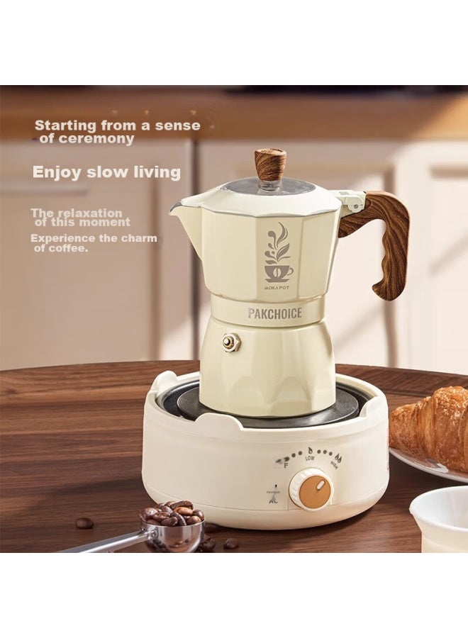 Pakchoice Moka Pot With Dual Valves, Home Italian-style Manual Coffee Maker, Hand-grinding Coffee Brewing Equipment Set - Image 3