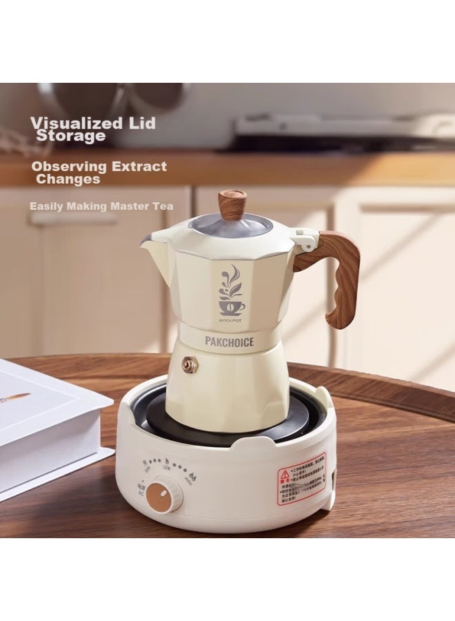 Pakchoice Moka Pot With Dual Valves, Home Italian-style Manual Coffee Maker, Hand-grinding Coffee Brewing Equipment Set - Image 2