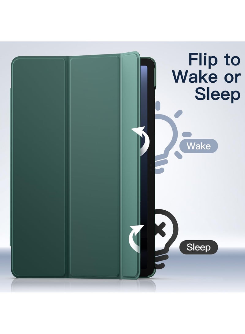 Case for Honor Pad X9 11.5 Inch,Transparent Airbag With Pen Slot For Anti Drop, Tablet Protective Cover, Triple Fold Multi Angle Design, Automatic Wake-up/sleep, Soft Leather,Green - Image 4