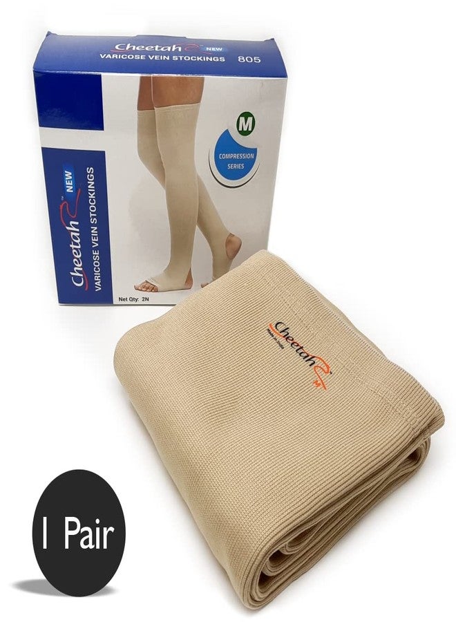 Cheetah Varicose Vein Stockings-Pairs (Large, Below Knee) - Image 2