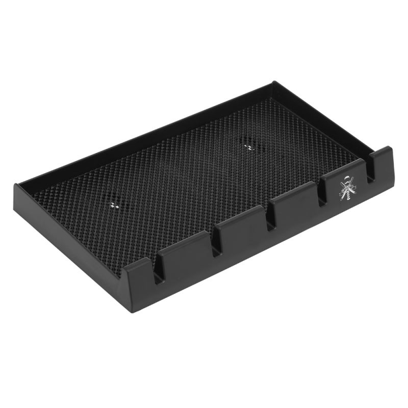 Barber Clipper Tray: Black 5-Slot Anti-slip Mat With Bottom Suckers - Sturdy Clippers Razor Organizer For Salon Workstation - Image 1