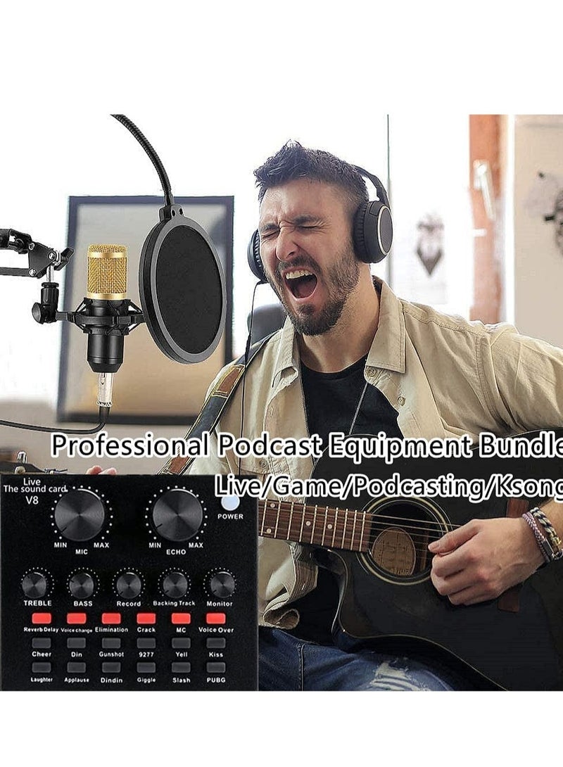 Condenser Microphone BundleMic Kit with Live Sound Card, Adjustable Mic Suspension Scissor Arm - Image 2