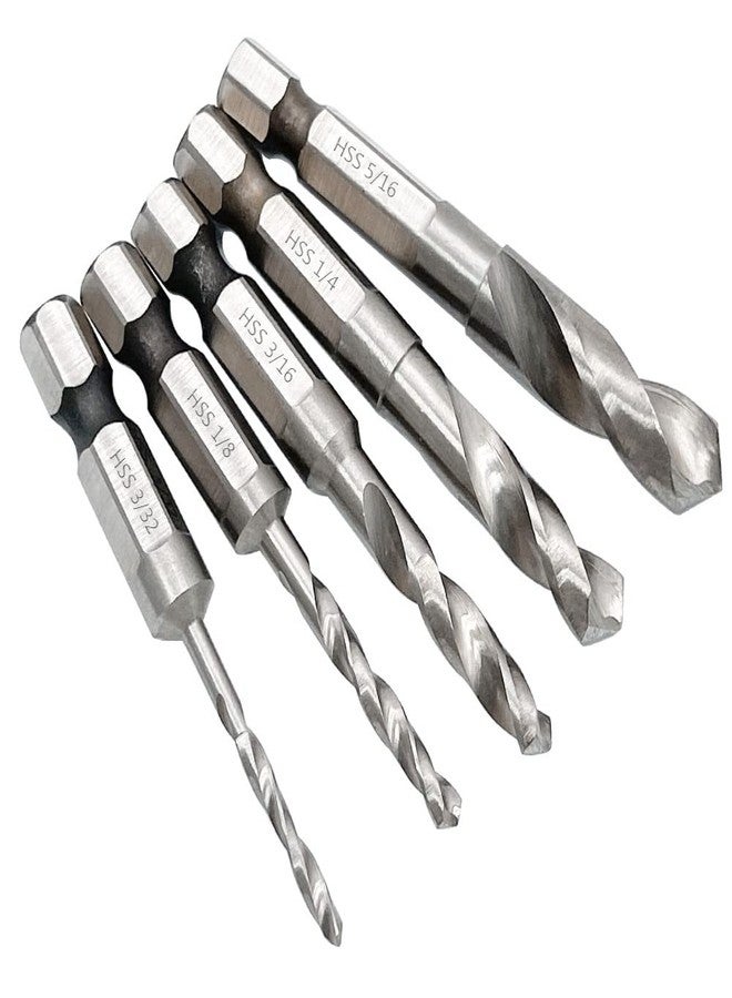 Saipe 5pcs 1/4" Quick Change Hex Shank Metal Stubby Drill Bits Short Drill Bit Set HSS M2 for Right-Angle Drill Attachment and Used in Tight Spaces, 3/32, 1/8, 3/16, 1/4, 5/16-Inch - Image 4