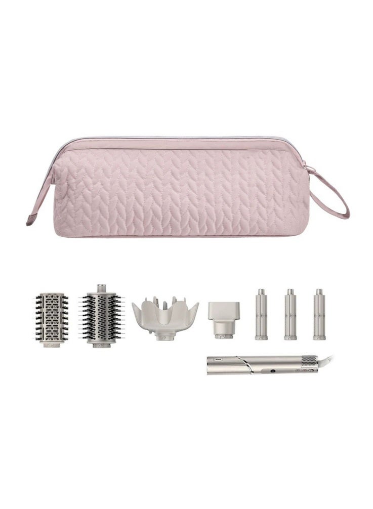 حقيبة تنظيم أدوات الشعر متعددة الوظائف لـ Dyson Airwrap و Shark FlexStyle، حقيبة تخزين محمولة للسفر لمجفف الشعر ومكواة التجعيد وإكسسوارات الشعر، بتصميم مبطن مقاوم للماء (وردي) - Image 1