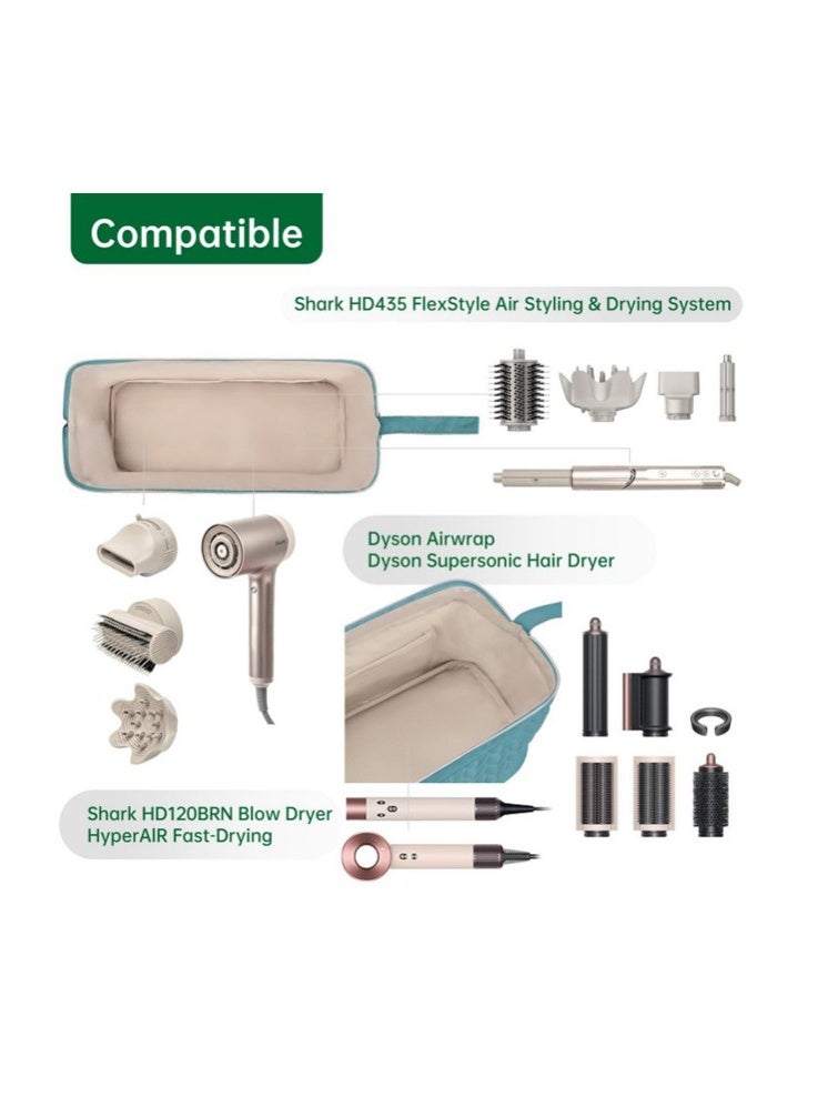 حقيبة تنظيم أدوات الشعر متعددة الوظائف لـ Dyson Airwrap و Shark FlexStyle، حقيبة تخزين محمولة للسفر لمجفف الشعر ومكواة التجعيد وإكسسوارات الشعر، بتصميم مبطن مقاوم للماء (وردي) - Image 2