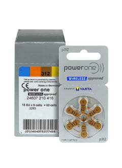 Powerone (Size 312) Hearing Aid 1.45V Batteries - 60 Pieces