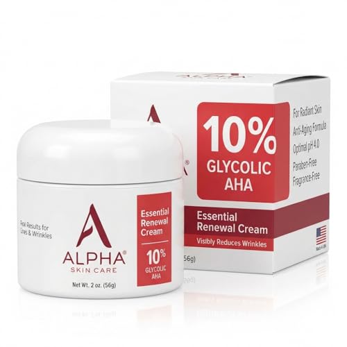 Alpha Skin Care Essential Renewal Cream 10 Glycolic AHA AntiAging Formula Reduces Lines Wrinkles Alpha Hydroxy Acid Exfoliates for Smoother Skin Normal Sensitive or Dry Skin 2 Oz - Image 2