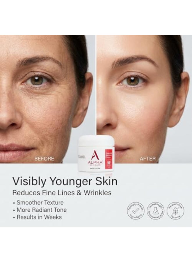 Alpha Skin Care Essential Renewal Cream 10 Glycolic AHA AntiAging Formula Reduces Lines Wrinkles Alpha Hydroxy Acid Exfoliates for Smoother Skin Normal Sensitive or Dry Skin 2 Oz - Image 4