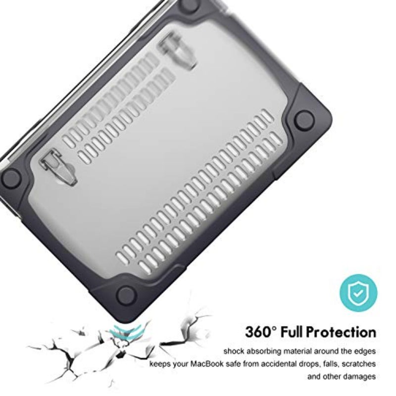 Heavy Duty Hard Shell Case for MacBook Pro 13 Inch 2023 M2/2022/2020 M1 A2338/A2289/A2251, Dual Layer Protective Cover with Kickstand, Matte Black - Image 3