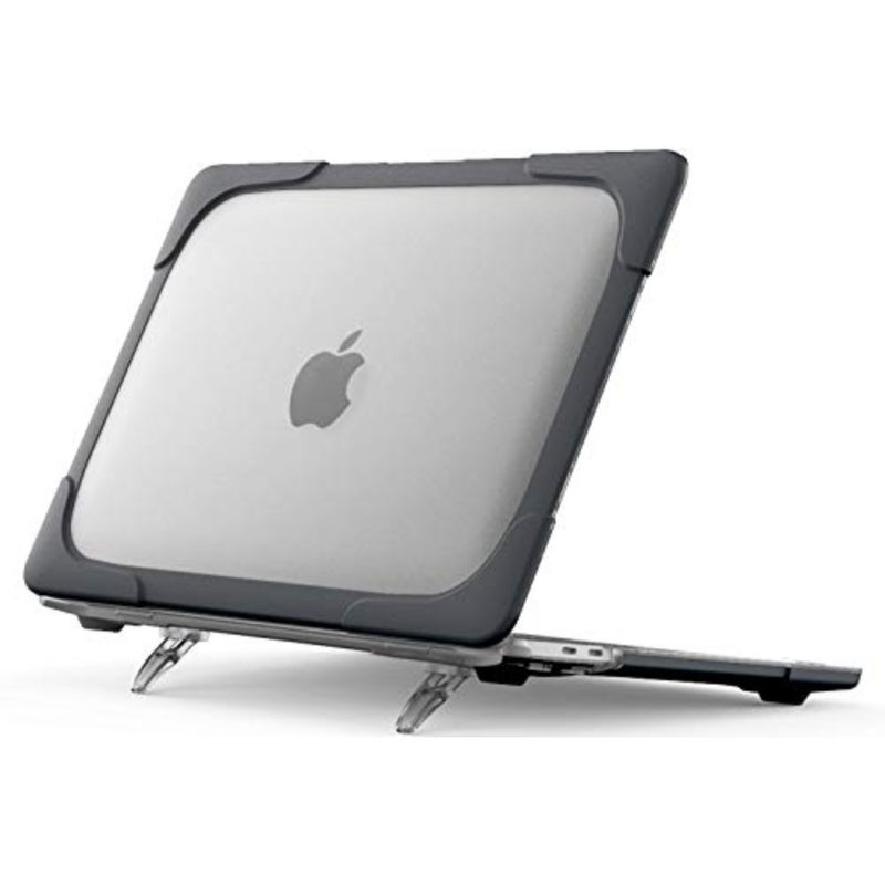 Heavy Duty Hard Shell Case for MacBook Pro 13 Inch 2023 M2/2022/2020 M1 A2338/A2289/A2251, Dual Layer Protective Cover with Kickstand, Matte Black - Image 1