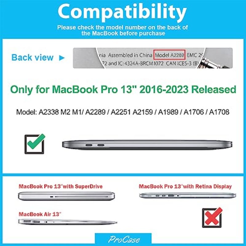 Heavy Duty Hard Shell Case for MacBook Pro 13 Inch 2023 M2/2022/2020 M1 A2338/A2289/A2251, Dual Layer Protective Cover with Kickstand, Matte Black - Image 2