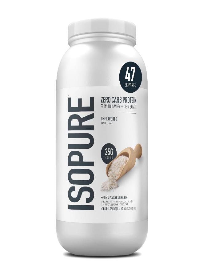 Isopure مسحوق بروتين واي عزل 100% خالي من الكربوهيدرات إيزوبور، خالي من اللاكتوز، خالي من الجلوتين، مع فيتامينات، بدون نكهة، 25 جرام بروتين لكل حصة، 3 أرطال، 47 حصة (قد يختلف التعبئة) - Image 1
