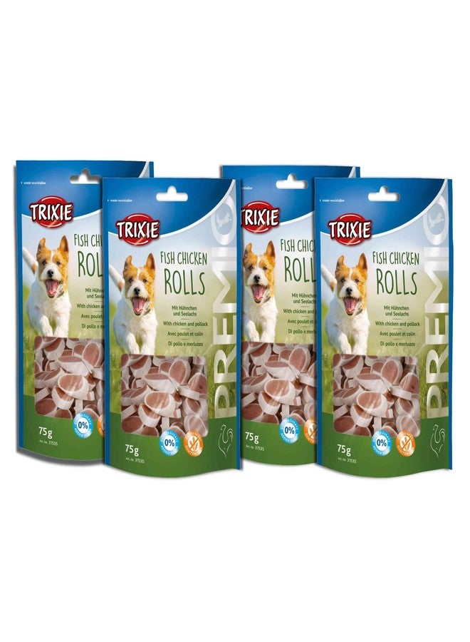 تريكسي بريميو، مكافآت للكلاب، 75 غرام، لذيذة وغنية بالعناصر الغذائية، مكافآت صحية للكلاب، مناسبة لجميع سلالات الكلاب - عبوة من 4 قطع (لفائف سمك ودجاج)، لجميع مراحل حياة الكلب - Image 1