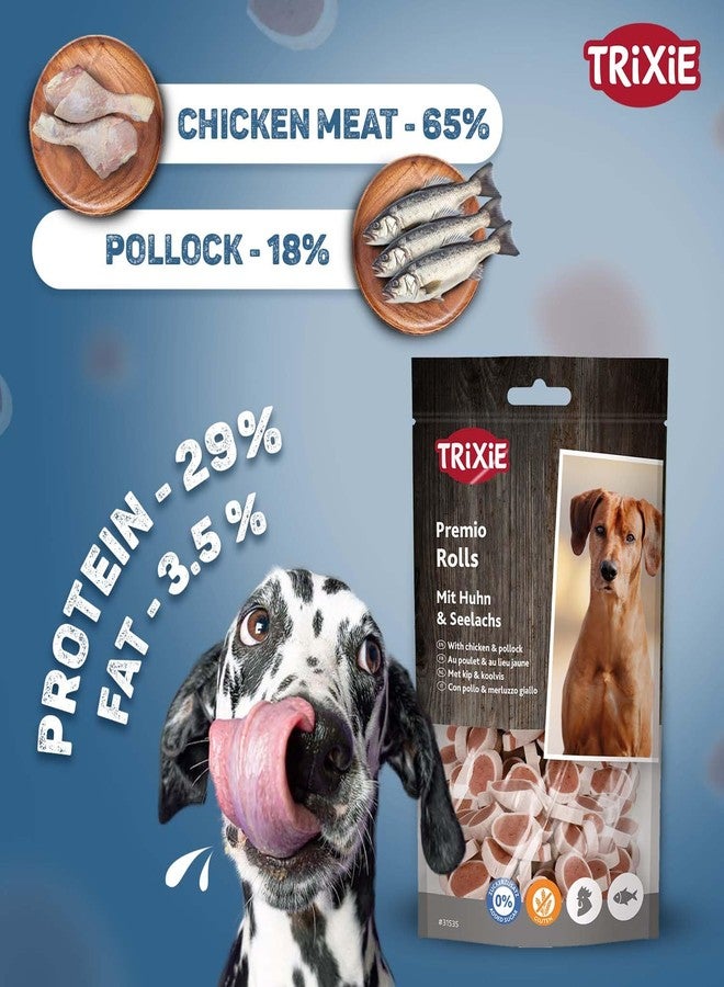 تريكسي بريميو، مكافآت للكلاب، 75 غرام، لذيذة وغنية بالعناصر الغذائية، مكافآت صحية للكلاب، مناسبة لجميع سلالات الكلاب - عبوة من 4 قطع (لفائف سمك ودجاج)، لجميع مراحل حياة الكلب - Image 4