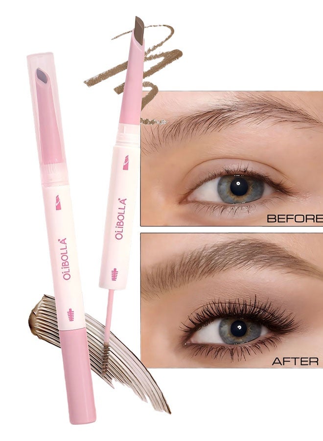OLIBOLLA Dual Ended Eyebrow Pencil,Dual-Sided Natural Soft Textured Eyebrow Pencil, for Daily Look Eyebrow Makeup,Brow Brush,Fine Tip 01# - Image 1