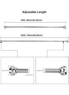 Rubik Shower Curtain Rod Adjustable 105-170Cm Extendable Length Telescopic Tension Bar Stainless Steel No Drill Type For Bathroom Shower Bathtub  - Image 4