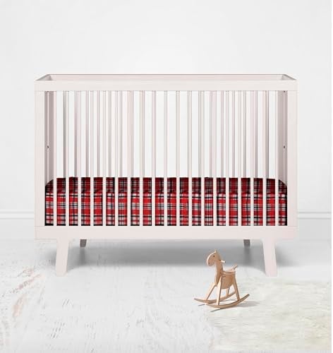 Bacati - Boys Red Plaids/Stripes Crib Sheet - Image 5