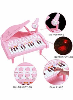 GROIC 24 Key Toddler Piano Keyboard Girls Music Piano Toys - Girls Toys 1st Birthday Gift with Microphone Multifunctional Musical Electronic Pink Piano for Baby Girls Toys  - Image 3