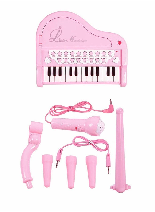 GROIC - 24 Key Toddler Piano Keyboard Girls Music Piano Toys - Girls Toys 1st Birthday Gift with Microphone Multifunctional Musical Electronic Pink Piano for Baby Girls Toys - Image 1