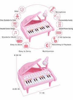 GROIC 24 Key Toddler Piano Keyboard Girls Music Piano Toys - Girls Toys 1st Birthday Gift with Microphone Multifunctional Musical Electronic Pink Piano for Baby Girls Toys  - Image 2