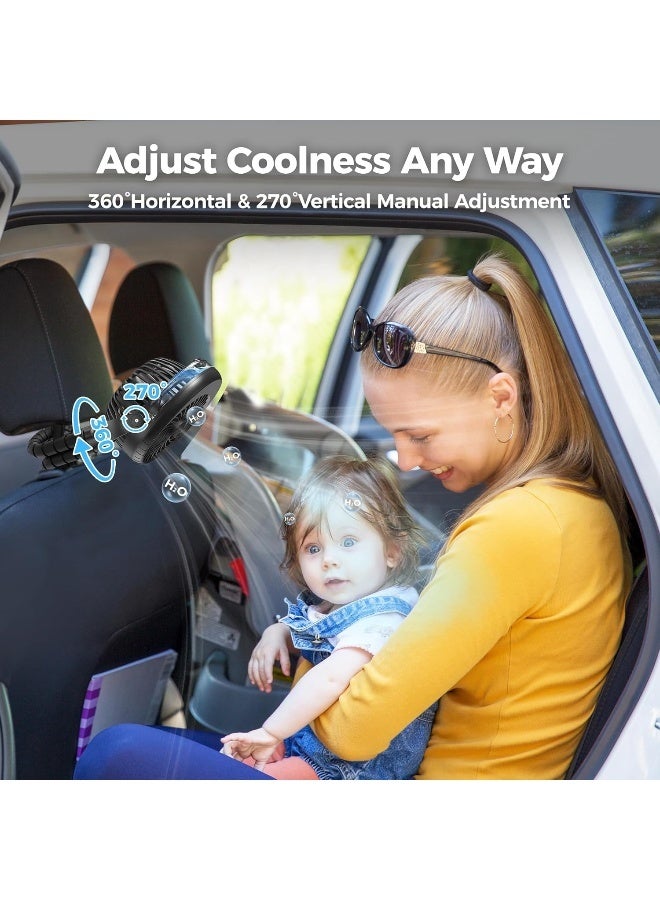 COMLIFE 2025 Upgarded 4000mAh Misting Baby Stroller Fan, Rechargeable Battery Operated,Max 15Hrs Cooling,50ml Portable Water Sprayer Misting Fan with Flexible Tripod Clip on Car Seat Crib Treadmill Bunk Bed - Image 4