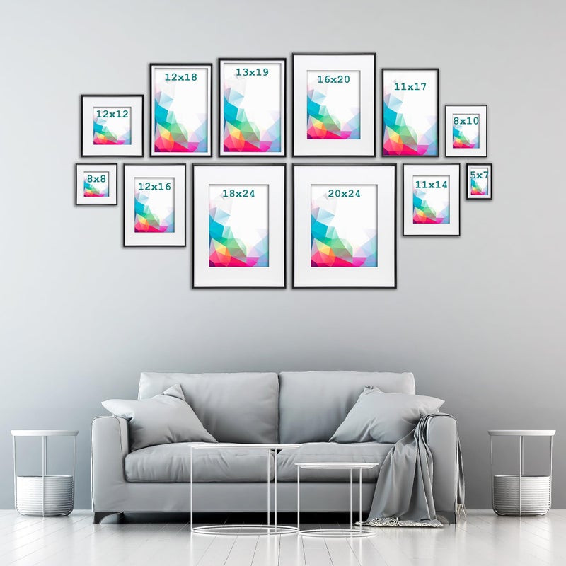 FrameWorks الأطر 8x10 مُحسَّمة إلى 5x7 إطار الصورة - إطار الألومنيوم مع الزجاج المقسّر قابلة للإزالة للصور الملصقات الفنية إطار الجدار الأنيق للمنزل معرض الجدران غرفة المعيشة - أسود - - Image 5