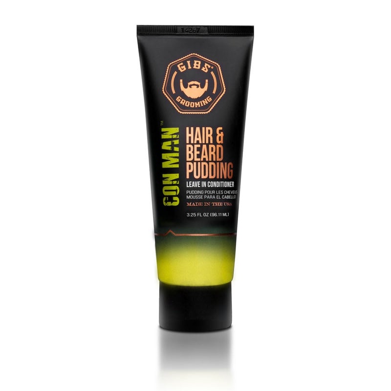 GIBS Con Man Hair & Beard Pudding - Leave In Conditioner - Curl Definer - Moisturizer - 3.25 oz Travel Size - Image 1